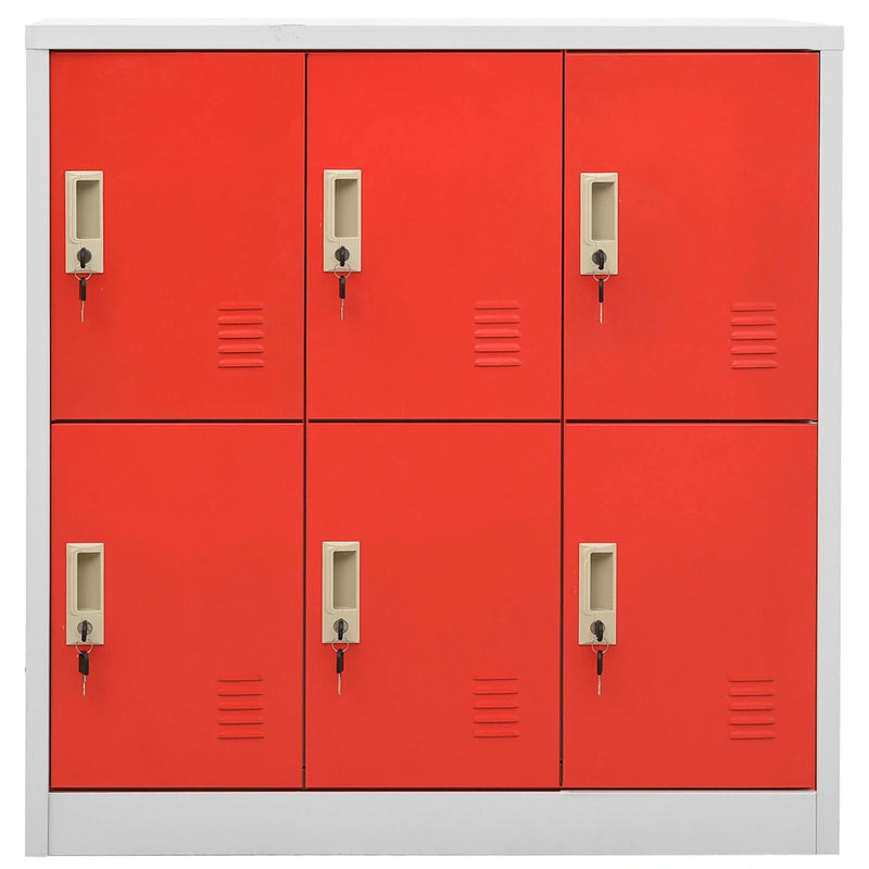 Locker Cabinet Light Grey and Red 90x45x92.5 cm Steel