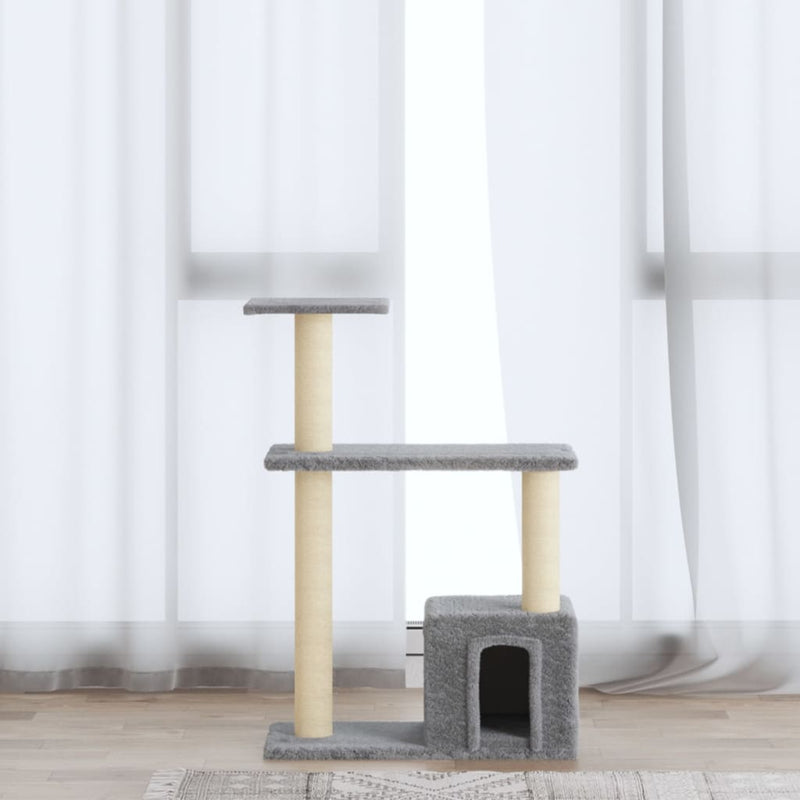 Cat Tree with Sisal Scratching Posts Light Grey 70 cm