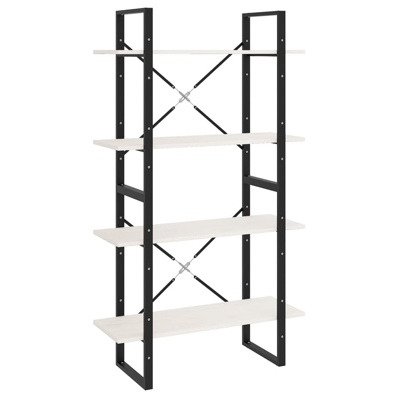 vidaXL 4-Tier Book Cabinet White 80x30x140 cm Solid Pine Wood