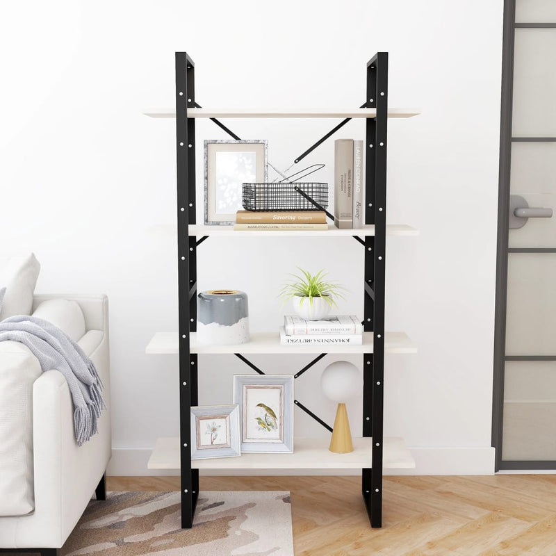 vidaXL 4-Tier Book Cabinet White 80x30x140 cm Solid Pine Wood