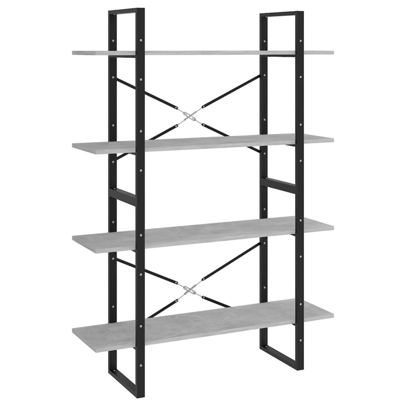 vidaXL 4-Tier Book Cabinet Concrete Grey 100x30x140 cm Engineered Wood