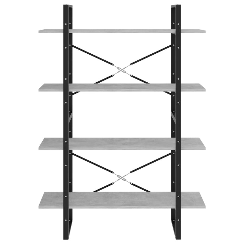 vidaXL 4-Tier Book Cabinet Concrete Grey 100x30x140 cm Engineered Wood