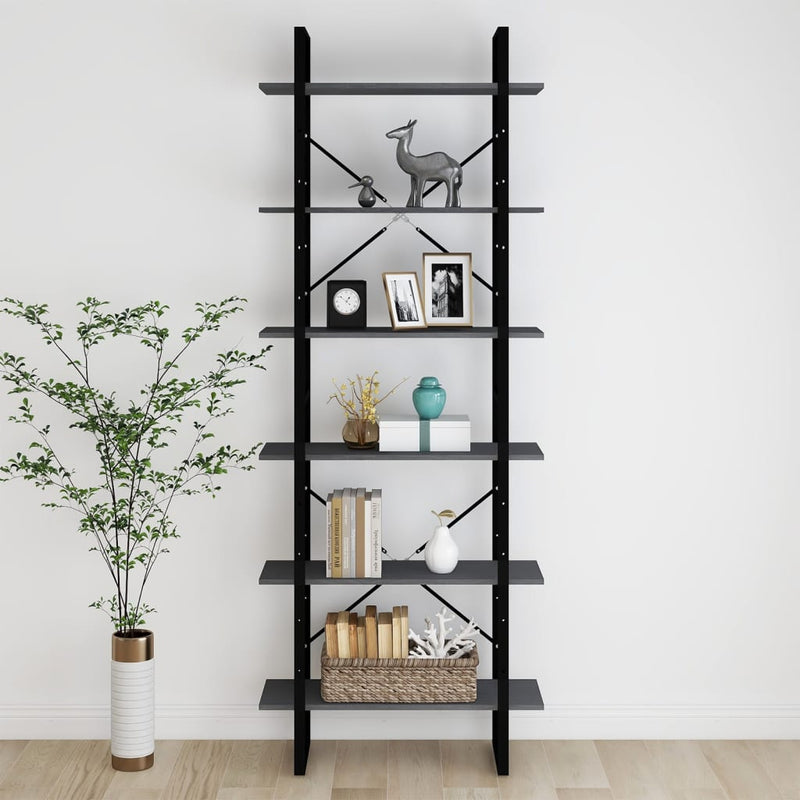 vidaXL High Cabinet Grey 80x30x210 cm Solid Pine Wood