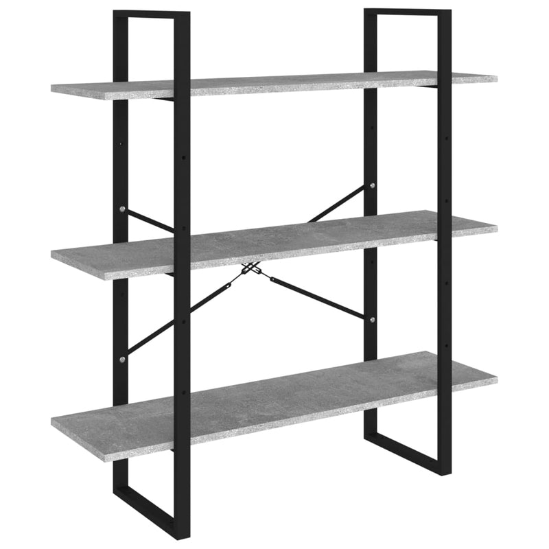 vidaXL Book Cabinet Concrete Grey 100x30x105 cm Engineered Wood