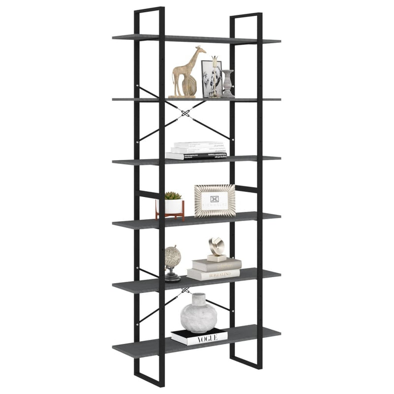 vidaXL High Cabinet Grey 100x30x210 cm Solid Pine Wood