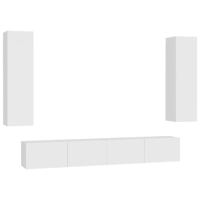vidaXL 4 Piece TV Cabinet Set White Engineered Wood