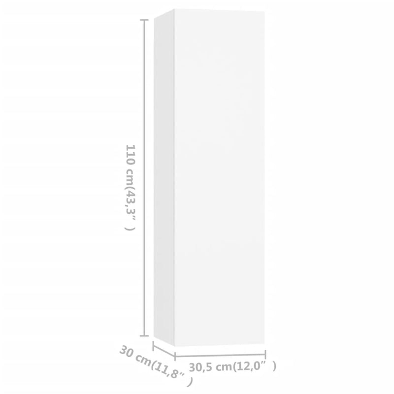 vidaXL 3 Piece TV Cabinet Set White Engineered Wood