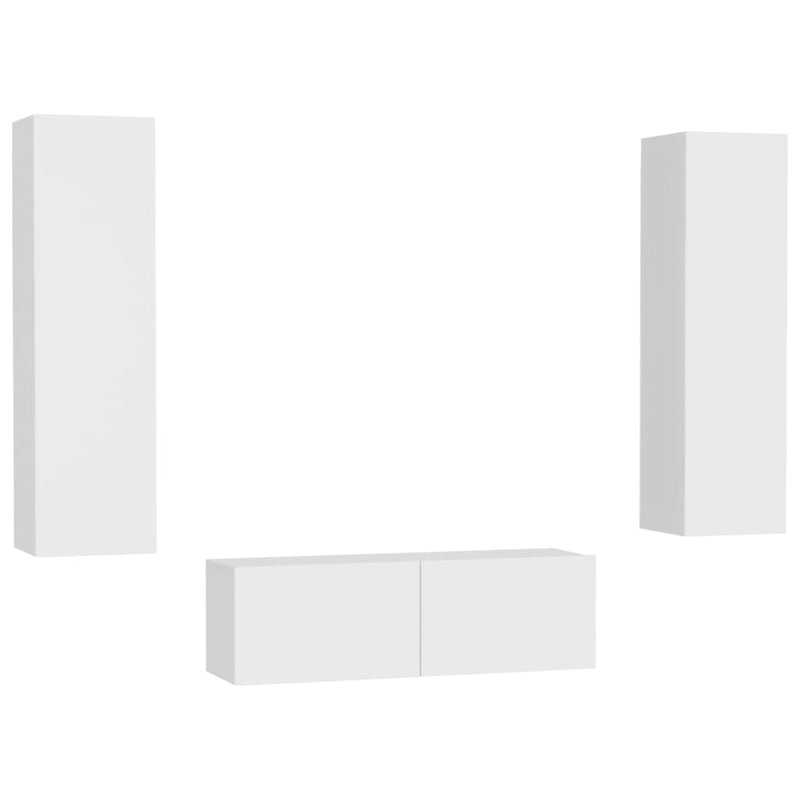vidaXL 3 Piece TV Cabinet Set White Engineered Wood