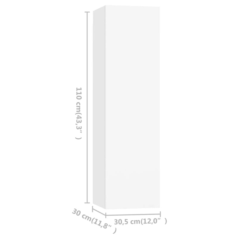 vidaXL 3 Piece TV Cabinet Set White Engineered Wood