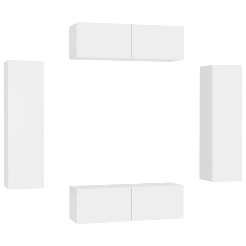 vidaXL 4 Piece TV Cabinet Set White Engineered Wood