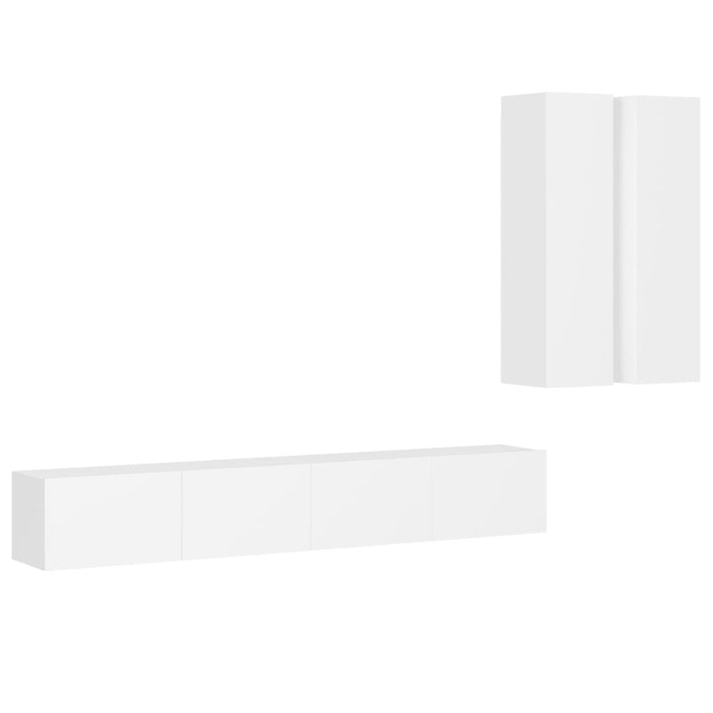 vidaXL 4 Piece TV Cabinet Set White Engineered Wood