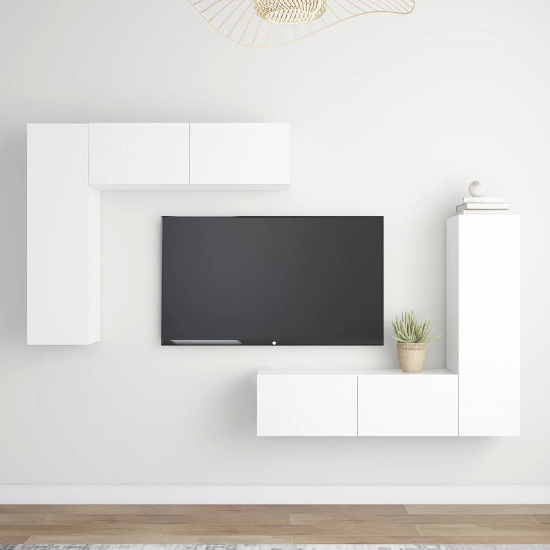 vidaXL 4 Piece TV Cabinet Set White Engineered Wood