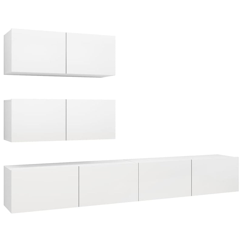 vidaXL 4 Piece TV Cabinet Set White Engineered Wood