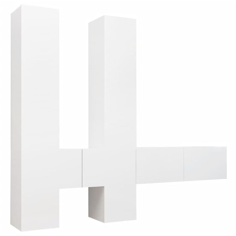 vidaXL 6 Piece TV Cabinet Set White Engineered Wood