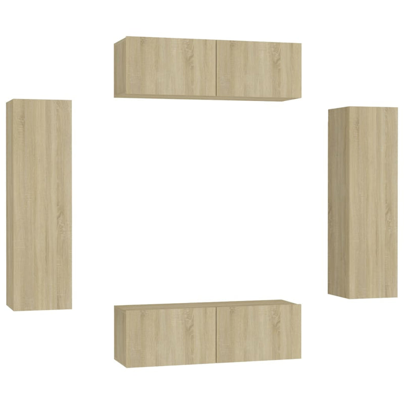 vidaXL 4 Piece TV Cabinet Set Sonoma Oak Engineered Wood