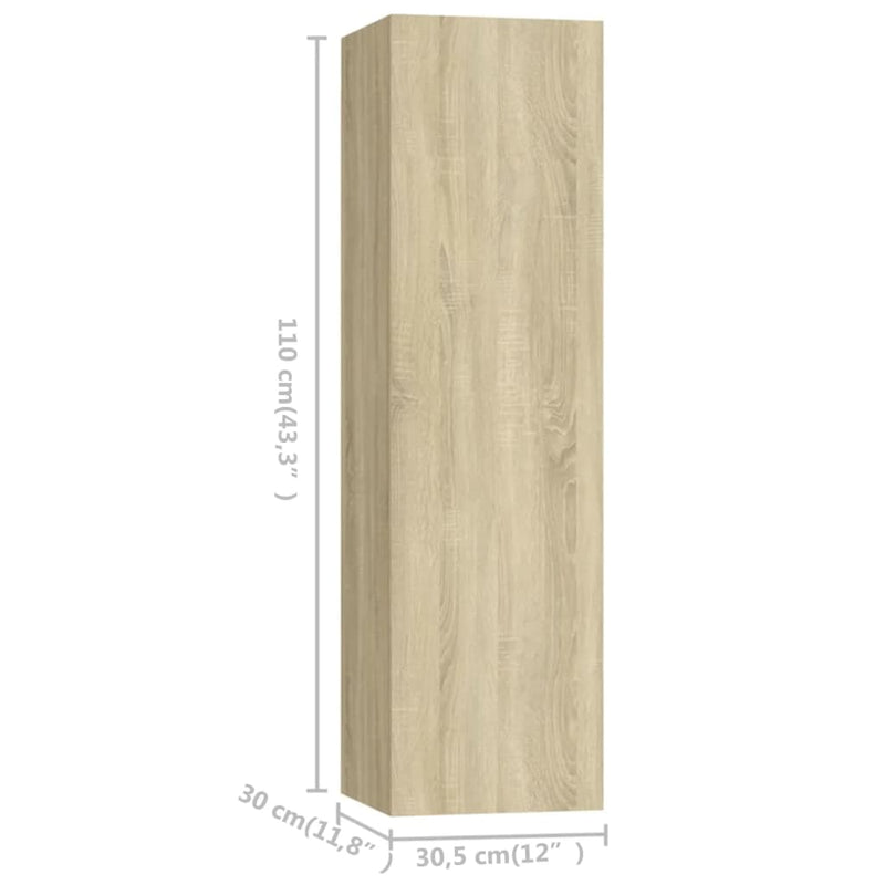 vidaXL 3 Piece TV Cabinet Set Sonoma Oak Engineered Wood