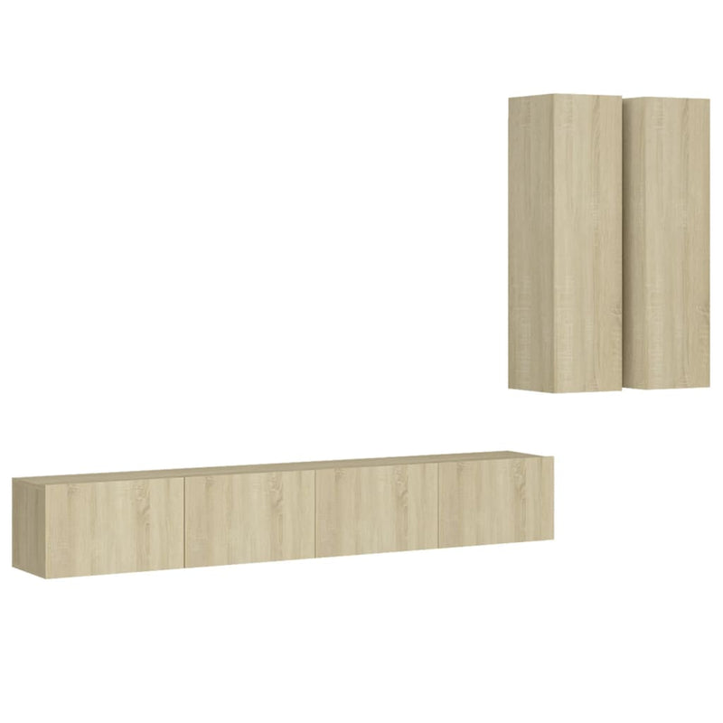 vidaXL 4 Piece TV Cabinet Set Sonoma Oak Engineered Wood