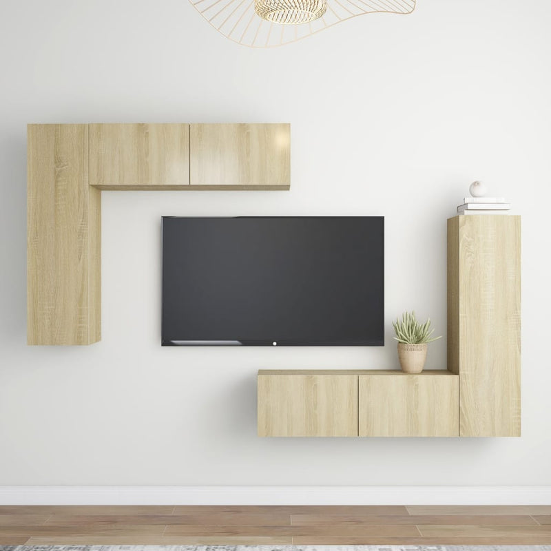 vidaXL 4 Piece TV Cabinet Set Sonoma Oak Engineered Wood