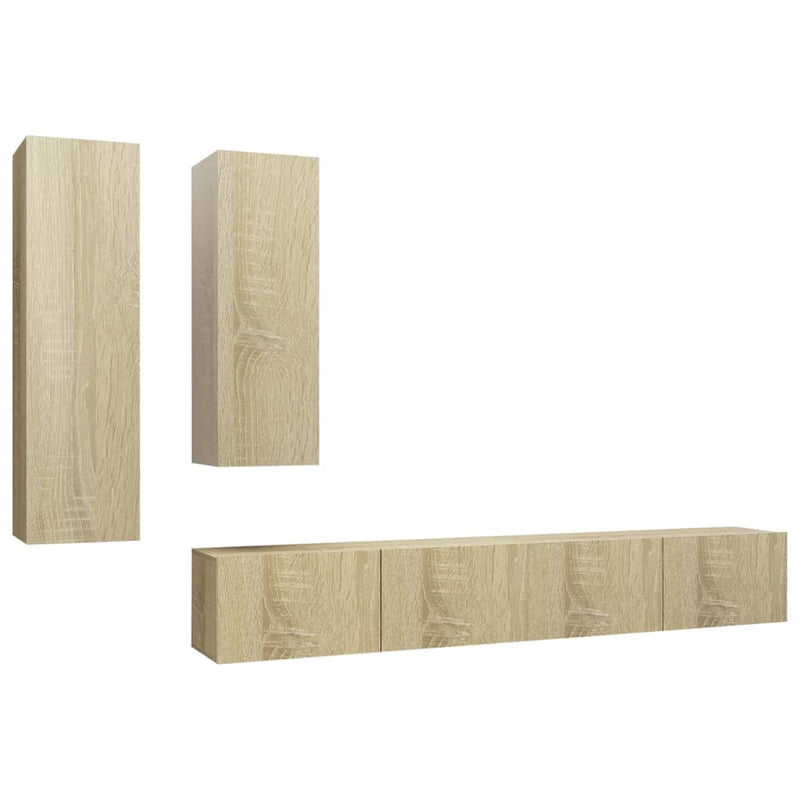 vidaXL 4 Piece TV Cabinet Set Sonoma Oak Engineered Wood