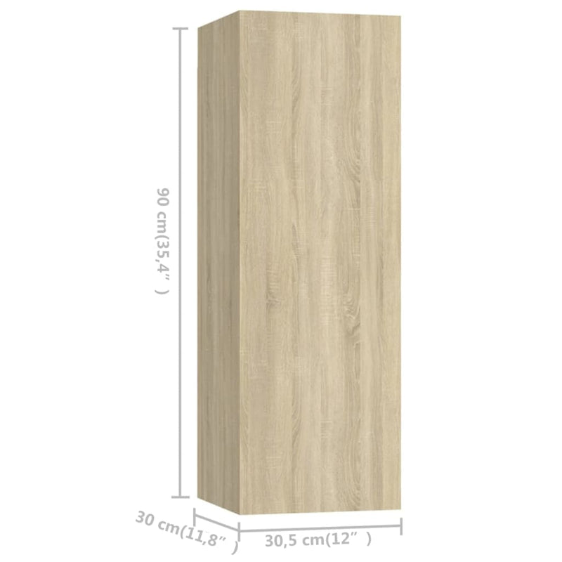 vidaXL 4 Piece TV Cabinet Set Sonoma Oak Engineered Wood