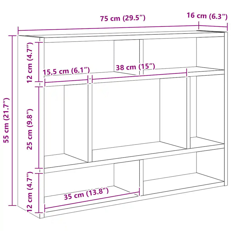 Wall Shelf Concrete Grey 75x16x55 cm Engineered Wood