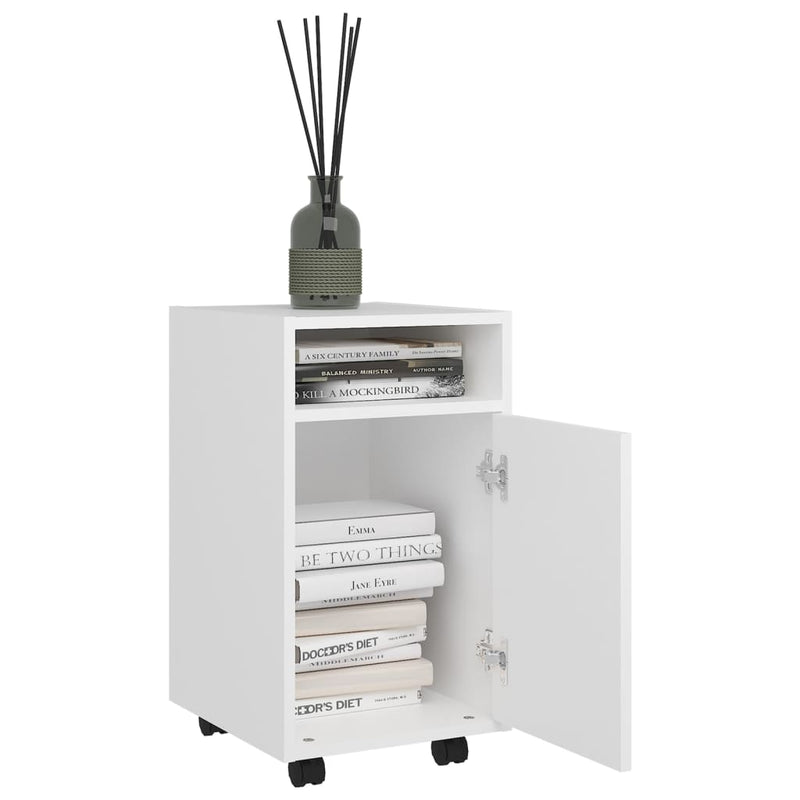 Side Cabinet with Wheels White 33x38x60 cm Engineered Wood