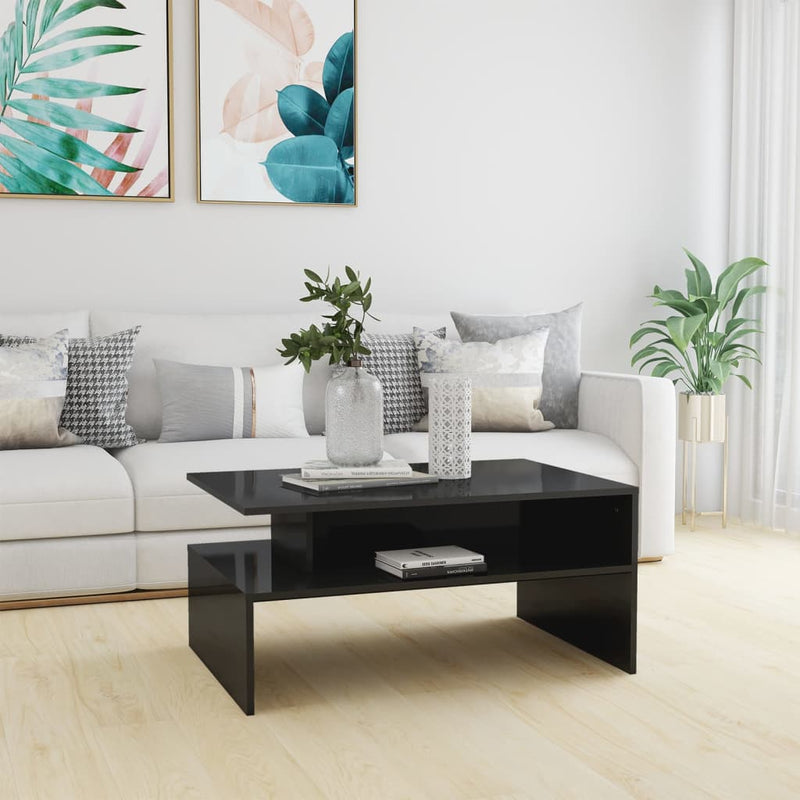 vidaXL Coffee Table High Gloss Grey 90x60x42.5 cm Engineered Wood