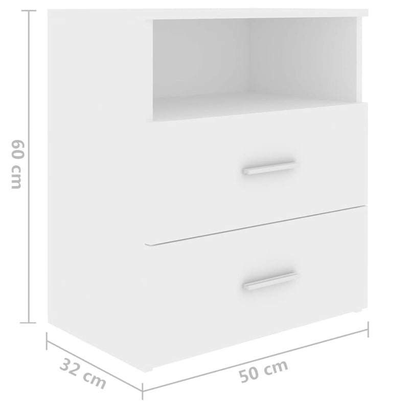vidaXL Bed Cabinets 2 pcs White 50x32x60 cm