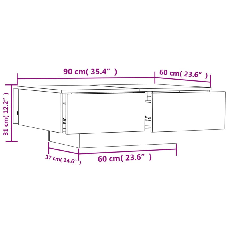 vidaXL Coffee Table Concrete Grey 90x60x31 cm Engineered Wood