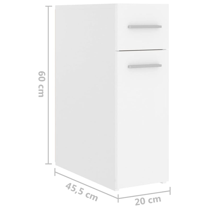 vidaXL Apothecary Cabinet White 20x45.5x60 cm Engineered Wood