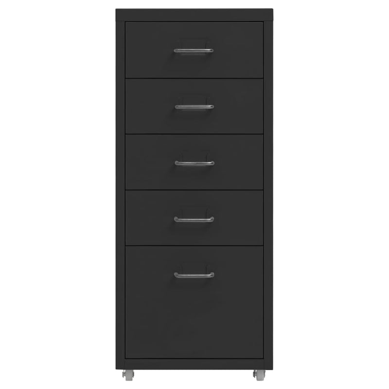 vidaXL Mobile File Cabinet Black 28x41x69 cm Metal