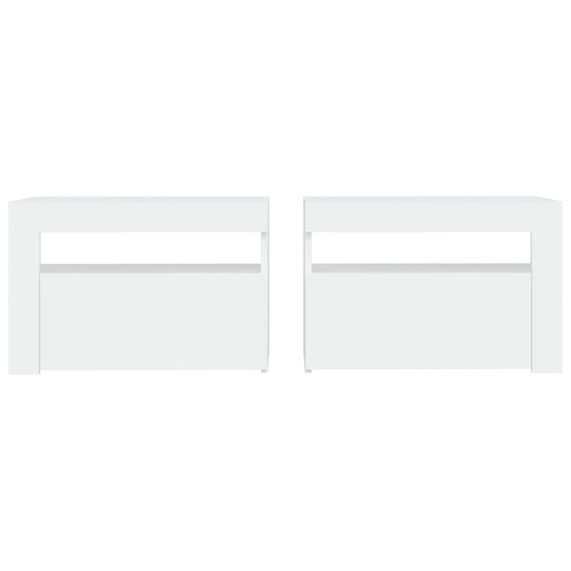 vidaXL Bedside Cabinets 2 pcs with LEDs White 60x35x40 cm