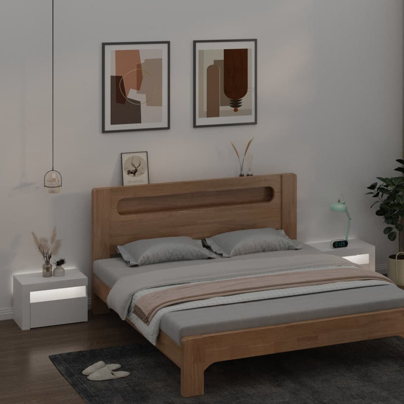 vidaXL Bedside Cabinets 2 pcs with LEDs White 60x35x40 cm