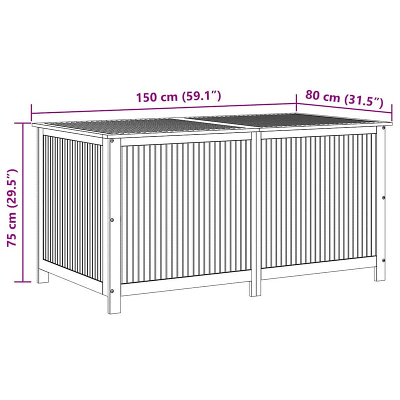 vidaXL Garden Storage Box 150x80x75 cm Solid Wood Acacia