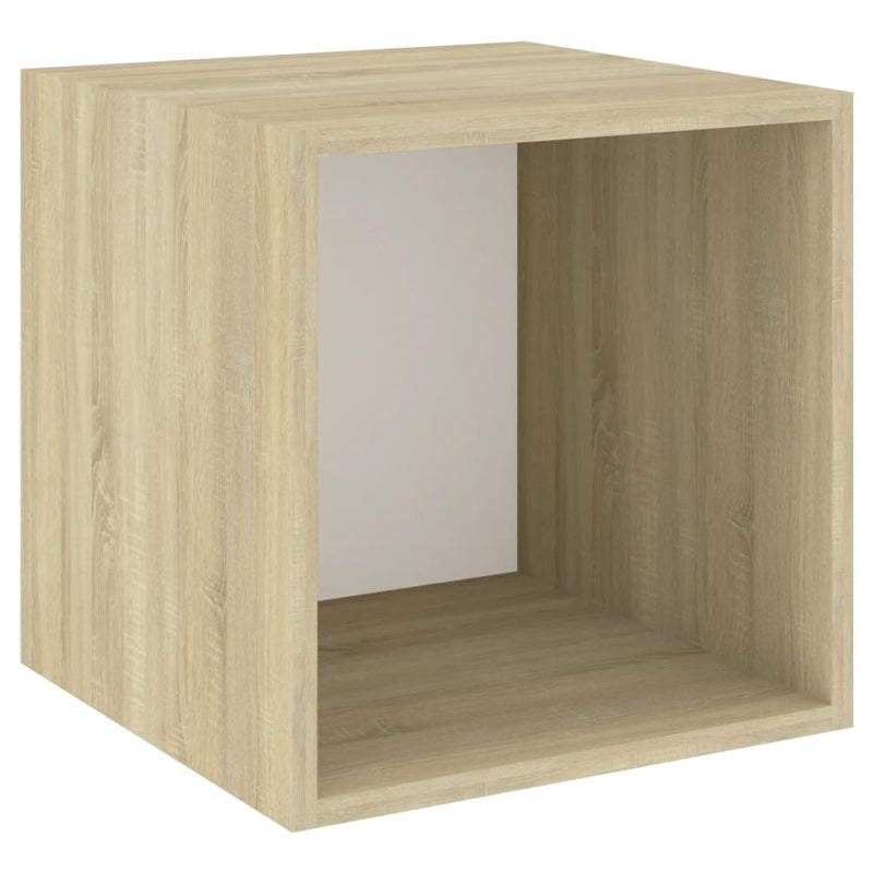 vidaXL 5 Piece TV Cabinet Set White and Sonoma Oak Engineered Wood