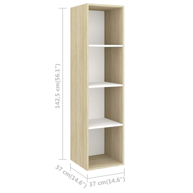 vidaXL 5 Piece TV Cabinet Set White and Sonoma Oak Engineered Wood