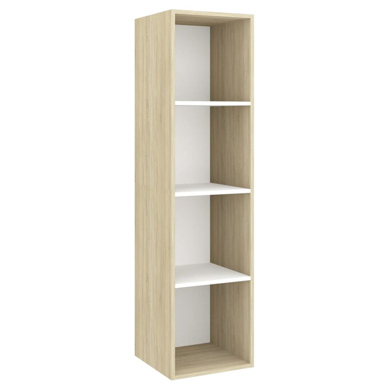 vidaXL 2 Piece TV Cabinet Set White and Sonoma Oak Engineered Wood