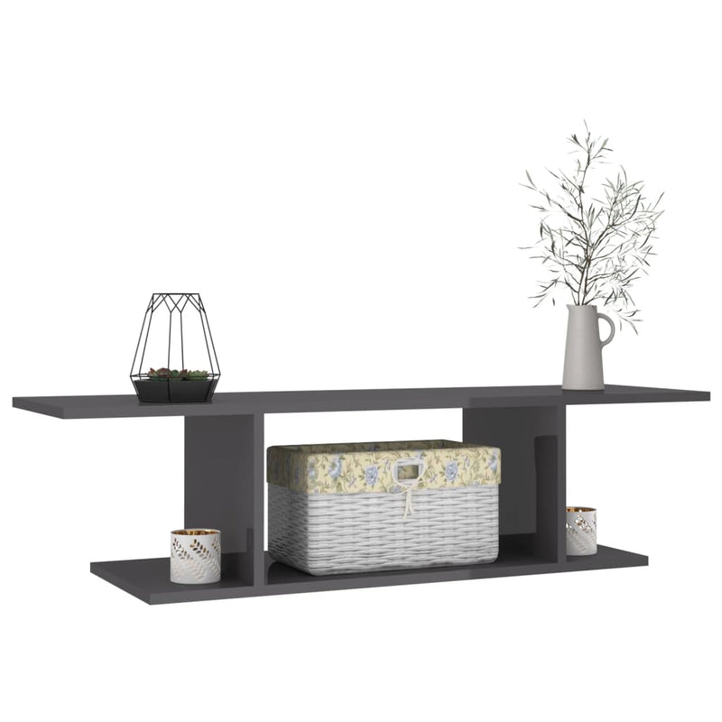 vidaXL Wall Mounted TV Cabinet High Gloss Grey 103x30x26.5 cm