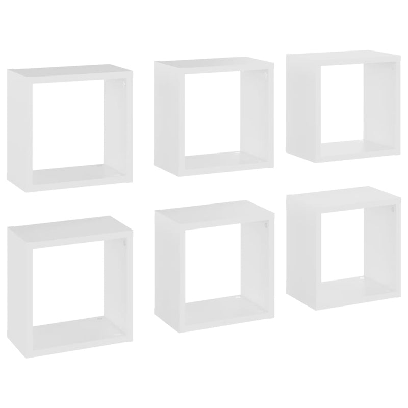 vidaXL Wall Cube Shelves 6 pcs White 26x15x26 cm