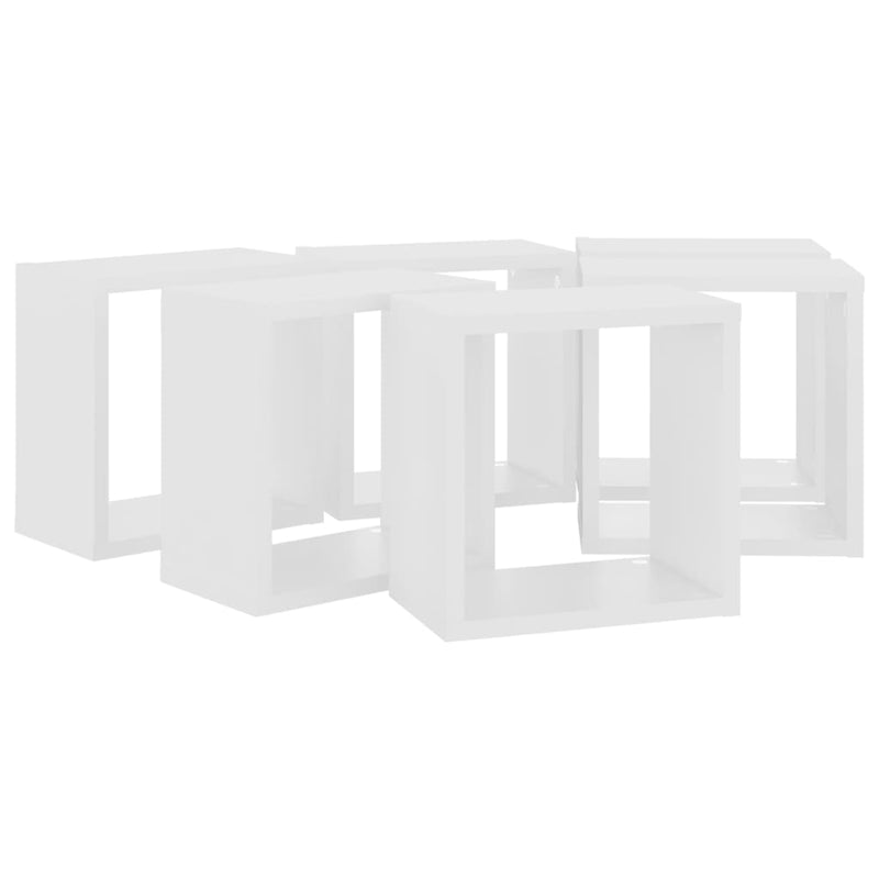 vidaXL Wall Cube Shelves 6 pcs White 26x15x26 cm