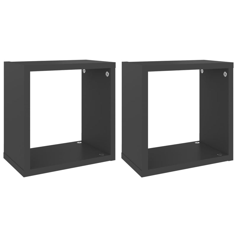 vidaXL Wall Cube Shelves 2 pcs Grey 26x15x26 cm