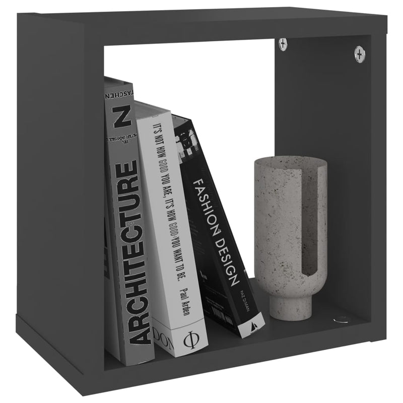 vidaXL Wall Cube Shelves 2 pcs Grey 26x15x26 cm