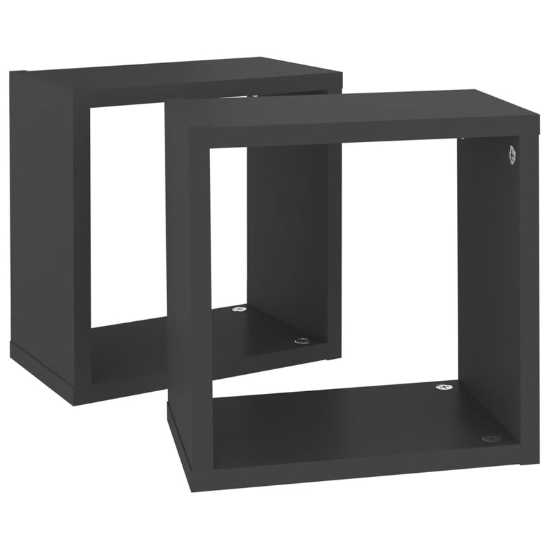 vidaXL Wall Cube Shelves 2 pcs Grey 26x15x26 cm