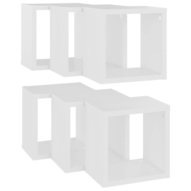 vidaXL Wall Cube Shelves 6 pcs White 22x15x22 cm