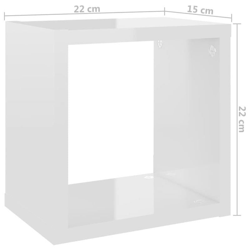vidaXL Wall Cube Shelves 6 pcs High Gloss White 22x15x22 cm