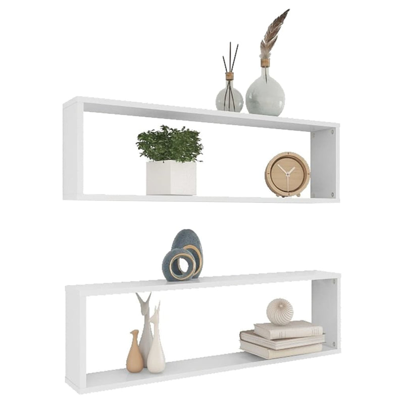 vidaXL Wall Cube Shelves 2 pcs White 100x15x30 cm Engineered Wood