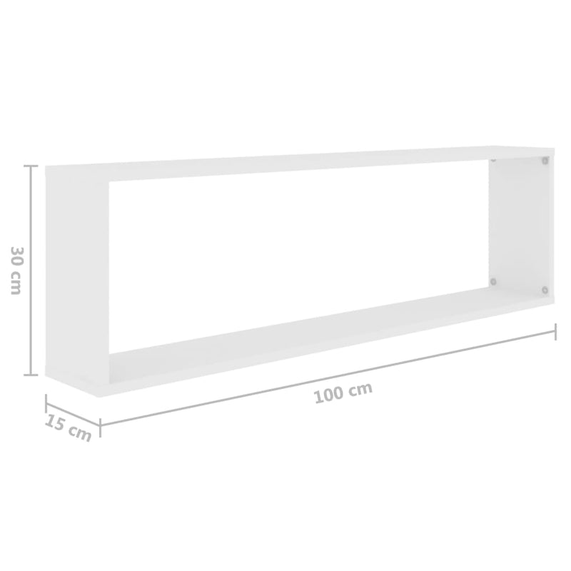 vidaXL Wall Cube Shelves 2 pcs White 100x15x30 cm Engineered Wood