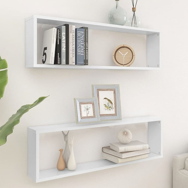 vidaXL Wall Cube Shelves 2 pcs White 100x15x30 cm Engineered Wood