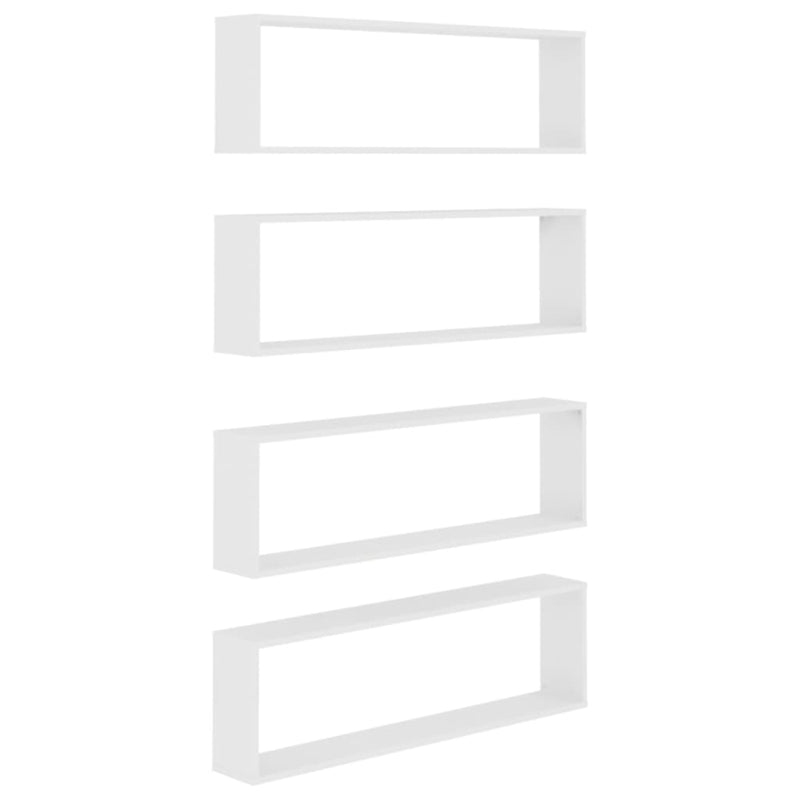vidaXL Wall Cube Shelves 4 pcs White 100x15x30 cm Engineered Wood