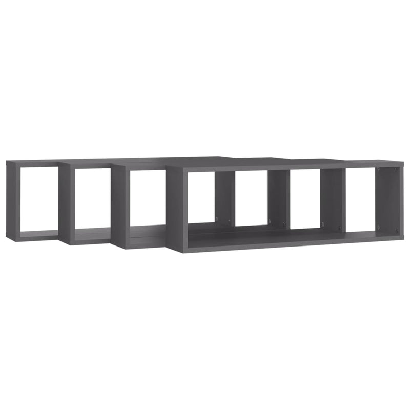 vidaXL Wall Cube Shelves 4 pcs Grey 80x15x26.5 cm Engineered Wood